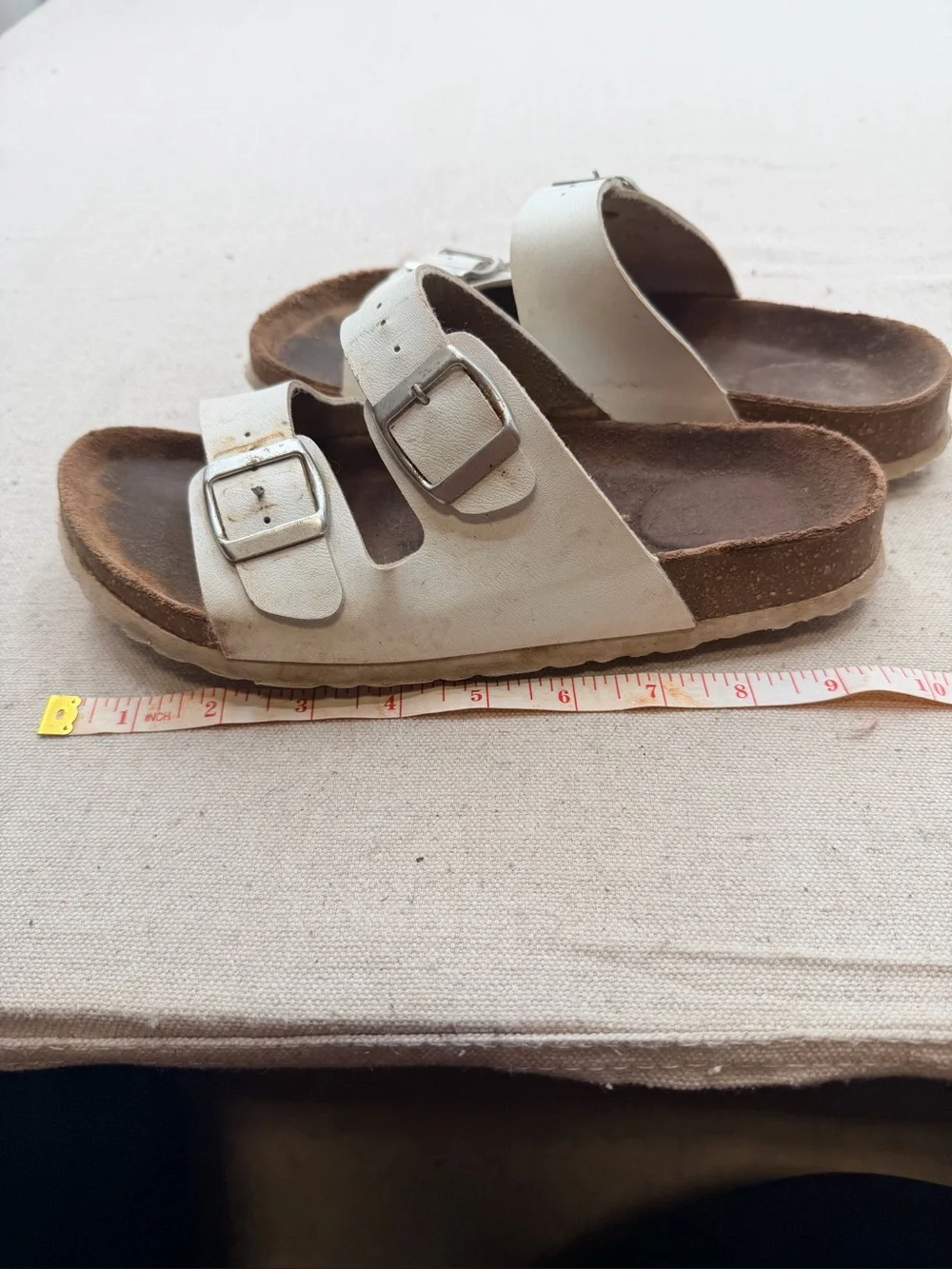 White Double-Buckle Women's Sandals